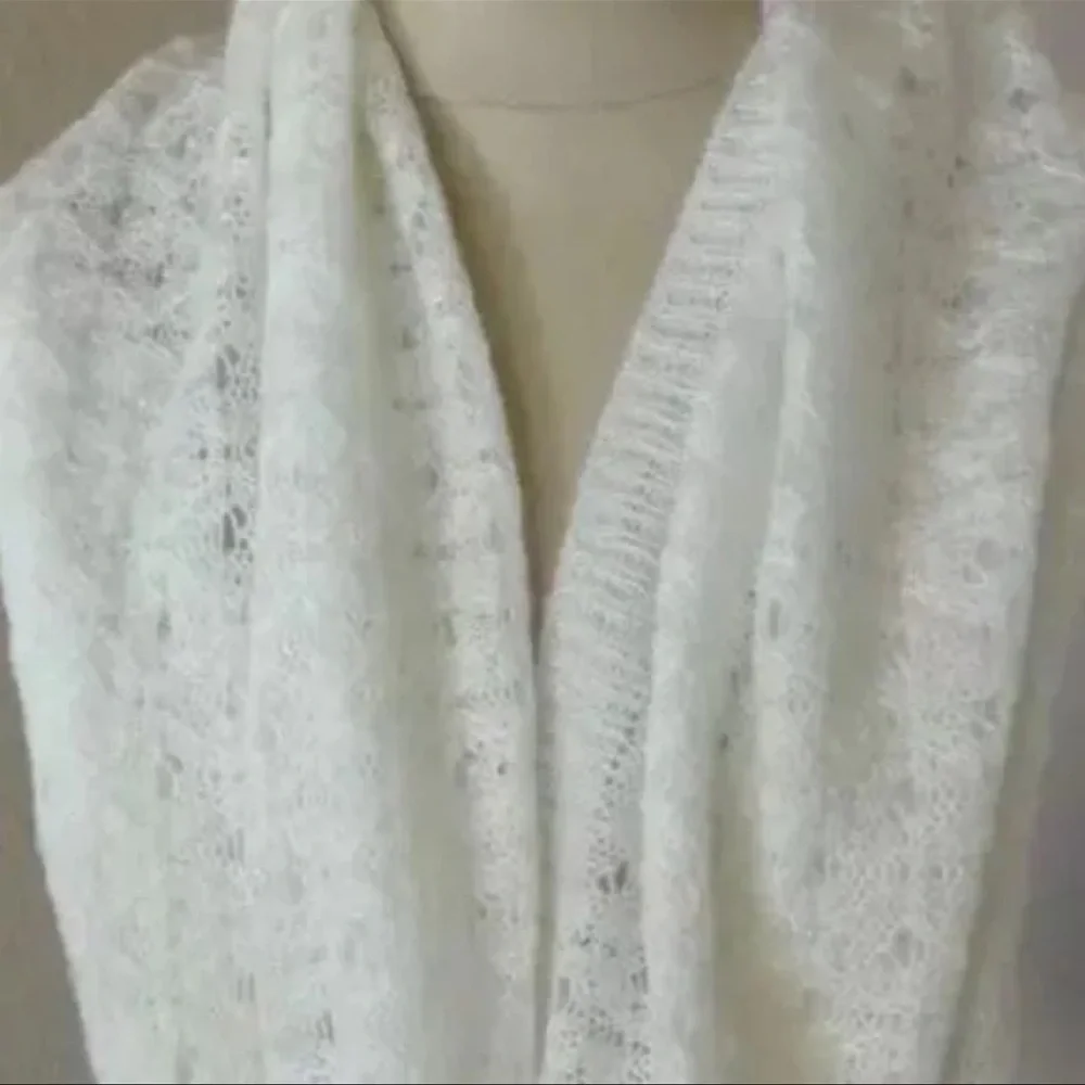 H&M Divided Soft Pointelle Knit White Cream Buttery Soft Infinity Scarf